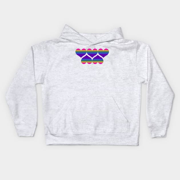 Hearts, Hearts, Hearts - Rainbow Kids Hoodie by RawSunArt